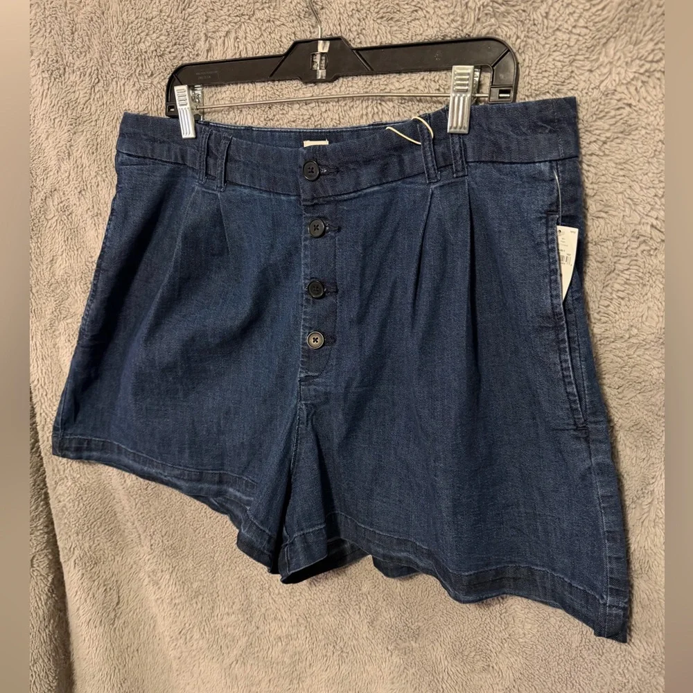 Doen x Gap Shorts Womens 16 / 34 Waist Blue Denim Button Fly High Rise NEW - Picture 12 of 13